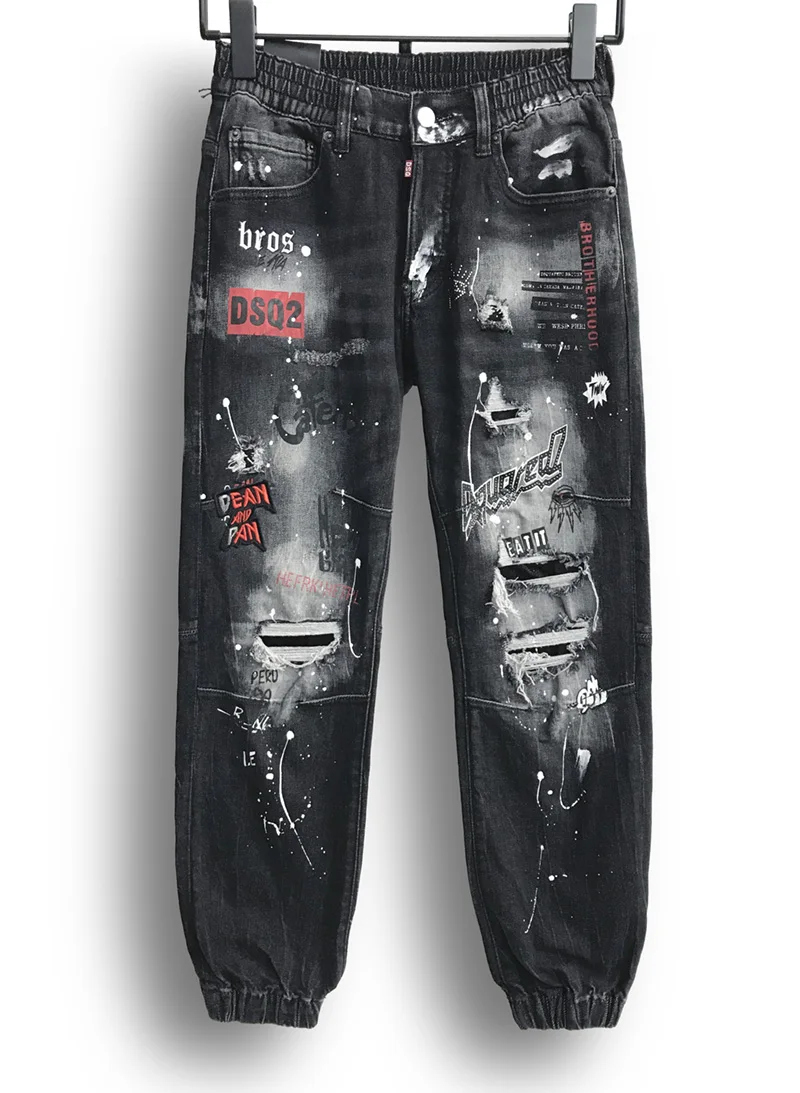 Джинсы dsq мужские зауженные в байкерском стиле брюки карандаш из денима до