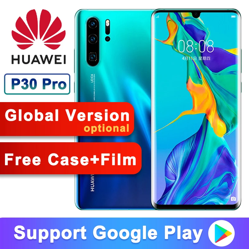 Оригинальный мобильный телефон Huawei P30 Pro + Watch GT 8 256 ГБ полноэкранный OLED дисплей 6 47