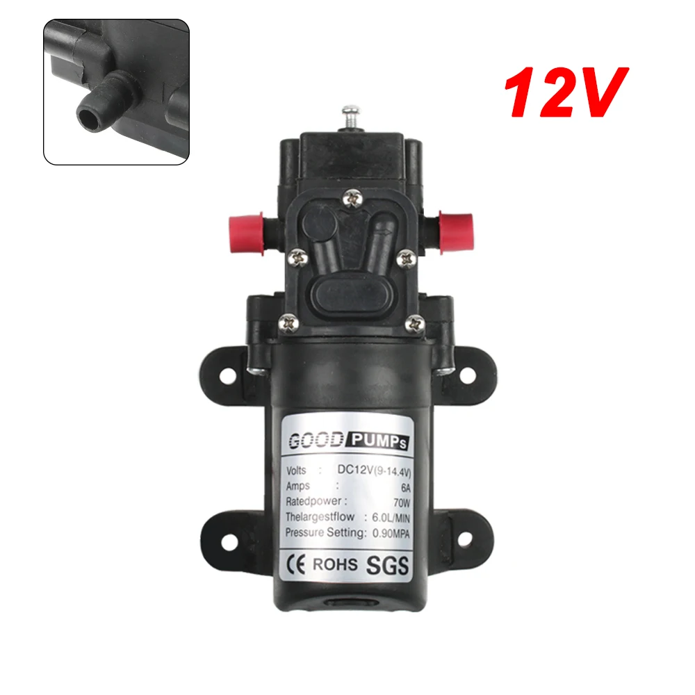 FL3308-Hong-12V Микро электрический мембранный Водяной насос DC12V24V 70 Вт высокого давления для мытья автомобиля спрей водяной насос 0.9Mpa 6л/мин - Напряжение: FL3308-Hong-12V