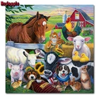 Алмазная вышивка 5D, лошади, собака, корова, свинья, курица, утка, кот, алмазная живопись, полный квадратный круглый бриллиантовый пазл