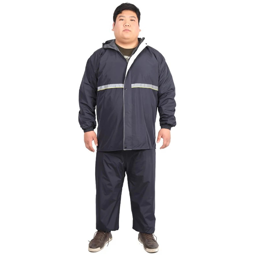 Размера плюс мужское дождевое пальто с капюшоном черное Походное мужской костюм