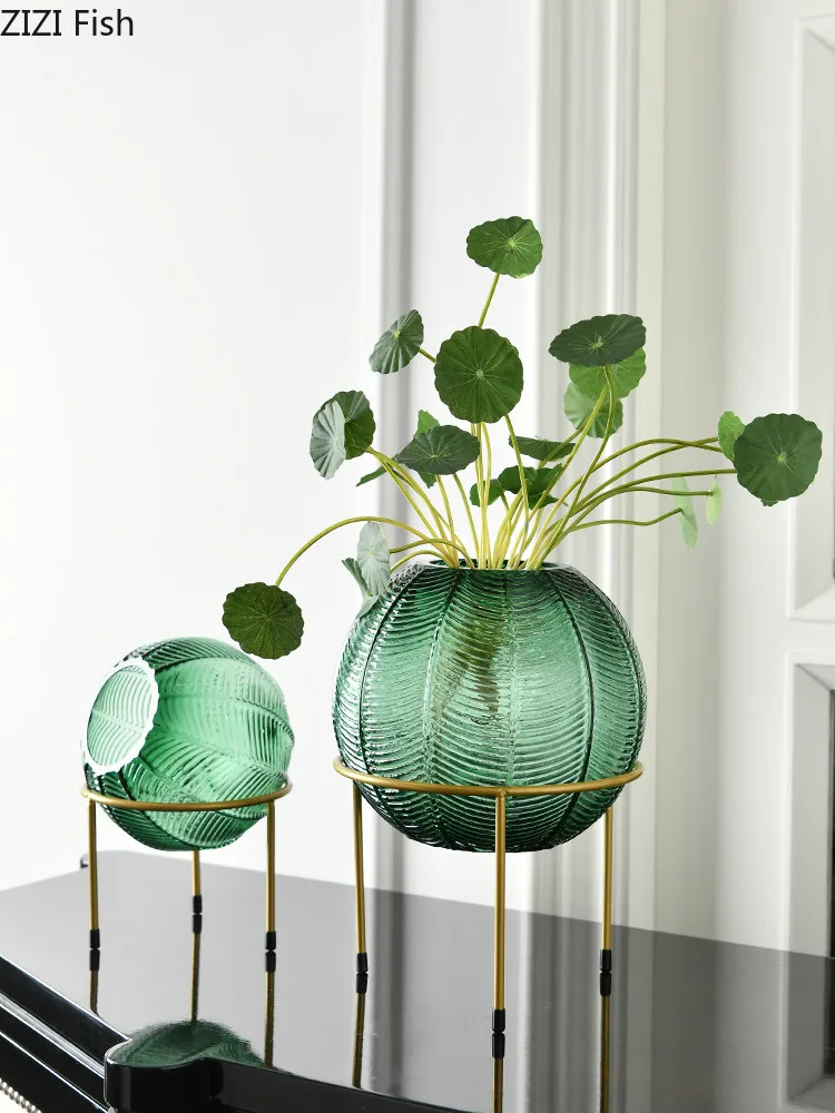 Креативная стеклянная круглая ваза в скандинавском стиле прозрачная Цветочная