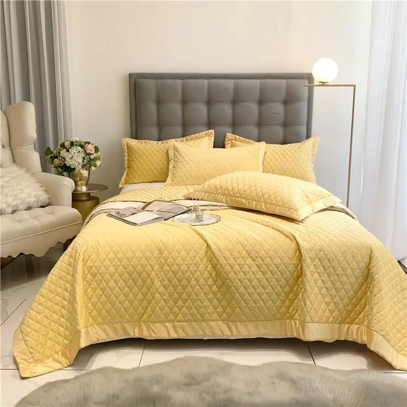 

Luxury Velvet Soft Bedspread Coverlet Grey Quilt 150x200cm/200X230cm/230X250cm 1/3/5Pcs Quilted Bed Spread Pillow shams