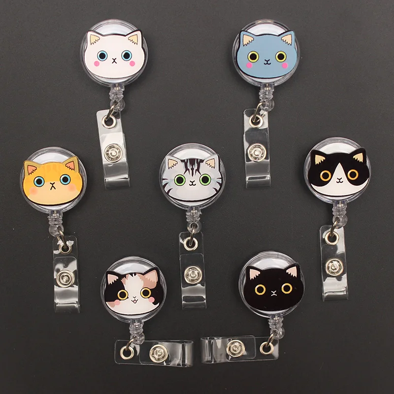 11 Color Cute Cat Style Retractable Badge Reel For Nurse & Doctor Card Holder Office & Hospital Supplies Boy & Girl Name Card