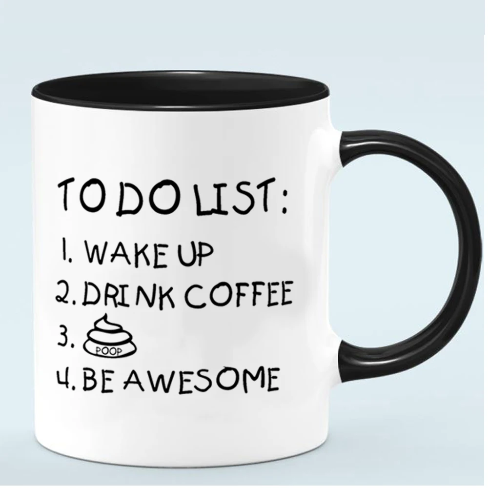 

Wake Up Drink Coffee Be Awesome 11oz Ceramic Coffee Mug Funny Ceramic 350ml Good Morning Milk Cup