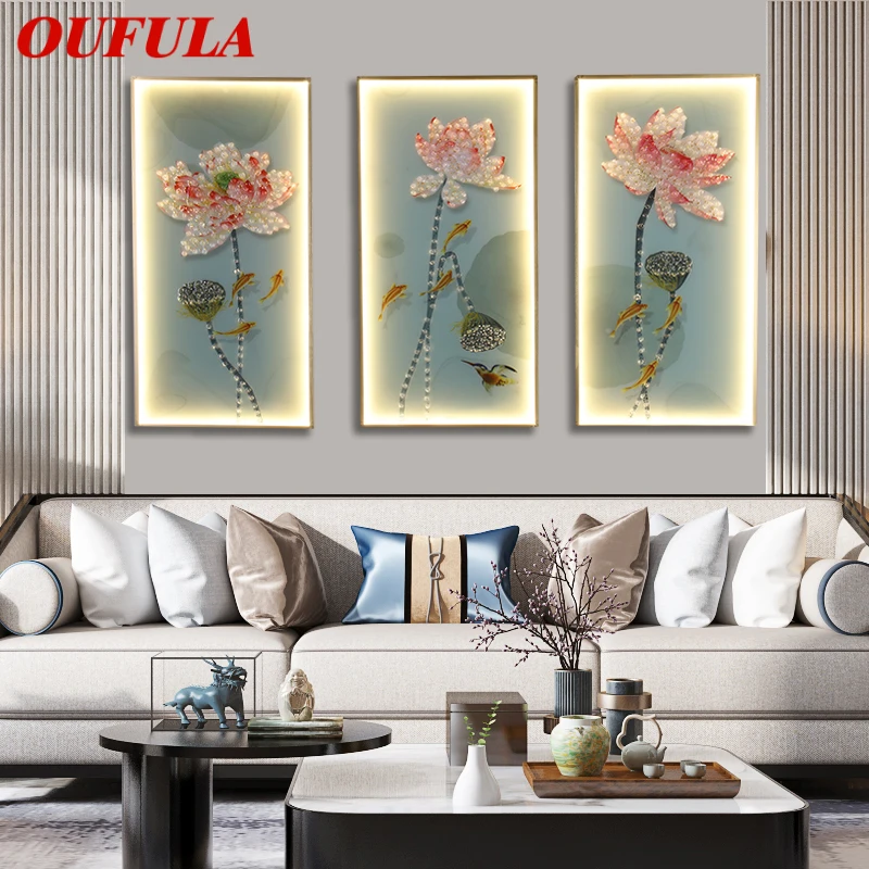 

OUFULA Wall Sconces Light Three Pieces Suit Lamps Lotus Figure LED Contemporary Creative For Home