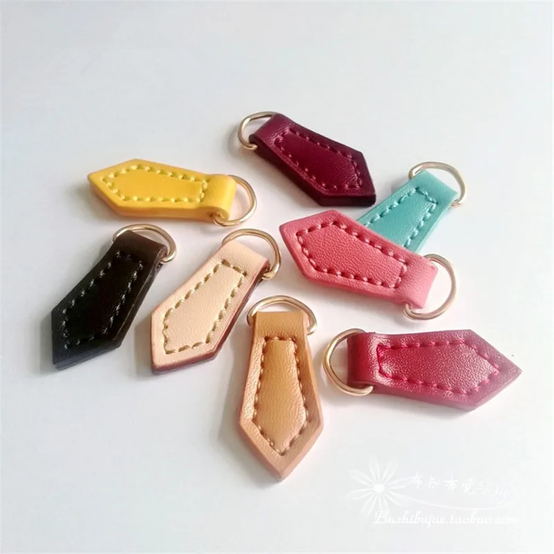 Кожаная застежка молния в форме бриллианта 3 шт. бронзовое кольцо для шитья