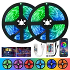 Светодиодные ленты освещения Bluetooth Luces LED RGB 5050 SMD 2835 Гибкие водонепроницаемые 12 в пульт дистанционного управления + адаптер ленты диоды 5 м 10 м 15 м DC