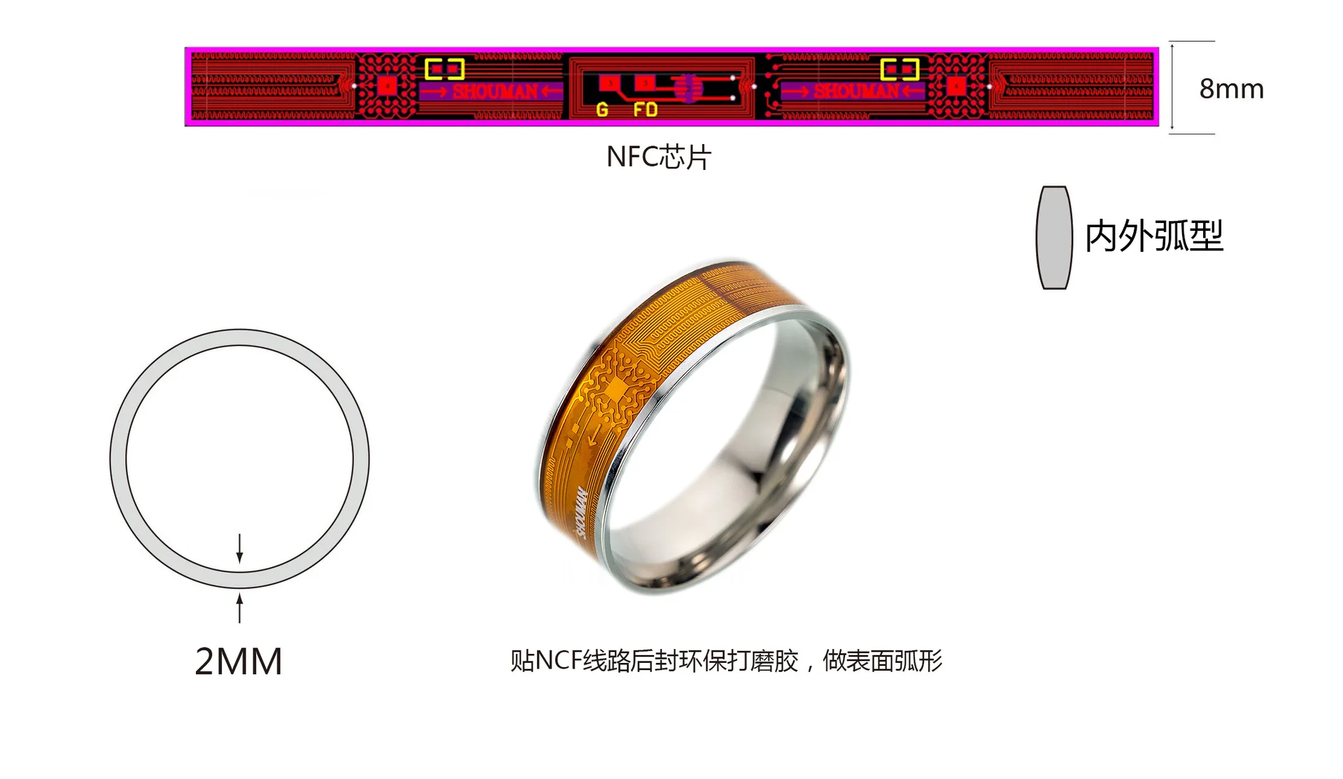 

Ntag213 Chip NFC Smart Ring Wearable Smart Phone Device Cross Border Hot Sale Smart Jewelry Wholesale Couple Rings Wholesale