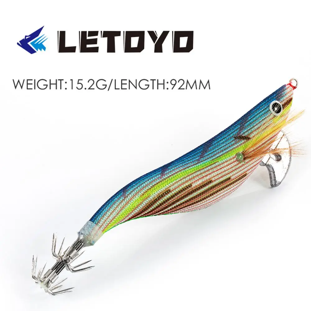 

92mm 15g/110mm 21g Simulation Lead Sinker Lifelike Luminous Squid Hook Wood Shrimp Lures Fishing Tackle Octopus Bait