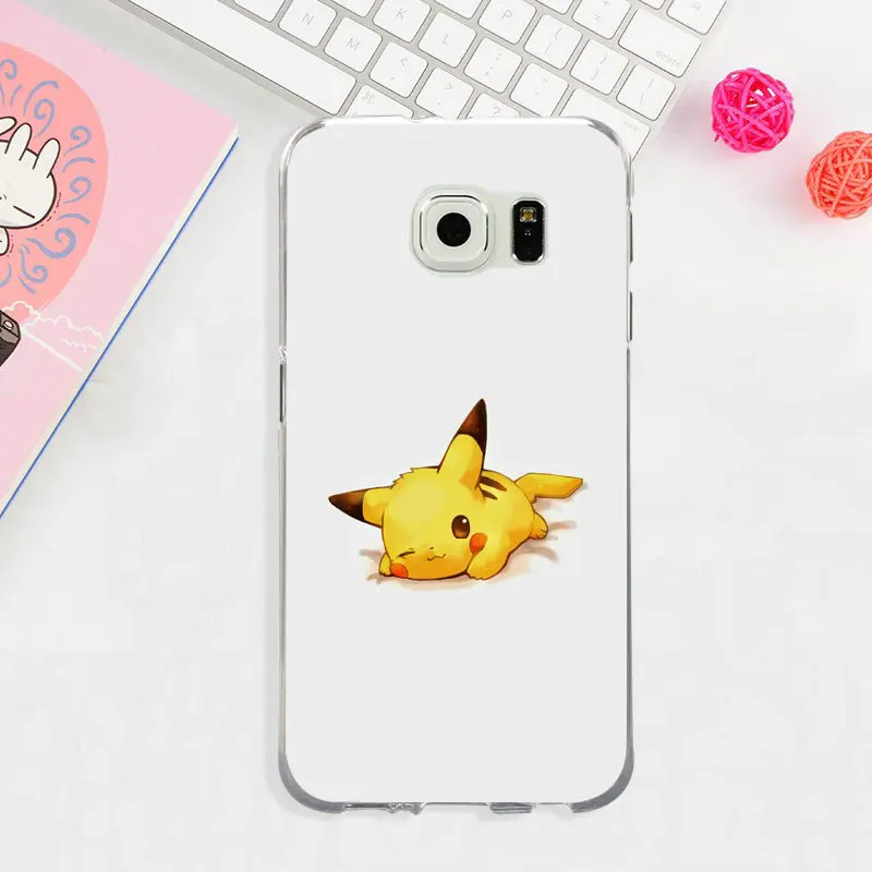 Для samsung Galaxy Note 3 4 5 8 S3 S4 S5 мини S6 S7 S8 S9 Edge Plus On5 On7 Мягкий ТПУ чехол для телефона милый прекрасный Покемон Пикачу