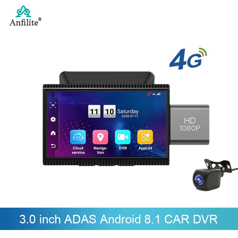

Видеорегистратор автомобильный, 3 дюйма, Android 1080, 4G, P, GPS, Wi-Fi
