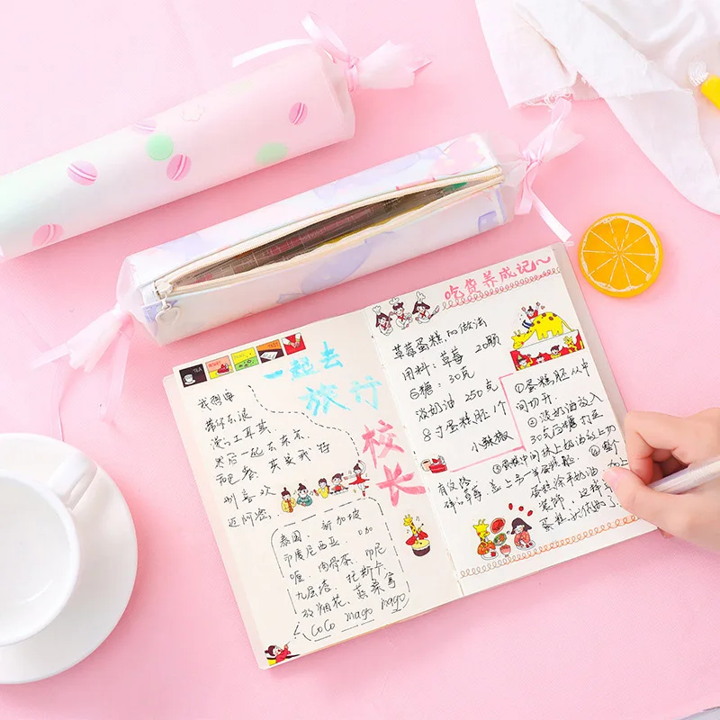 Симпатичные Макарон ручка чехол кавайные конфеты Карандаш Чехол большой Ёмкость