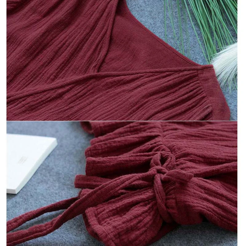 

NINI WONDERLAN Autumn Long Sleeve Loose Shirt Women Cotton Ruffles Vintage Retro Blouse 2021 Spring Female V Neck Big Size Tops