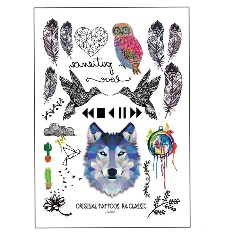 21x15 см многостильные модные крутые перья животных временные татуировки | Красота