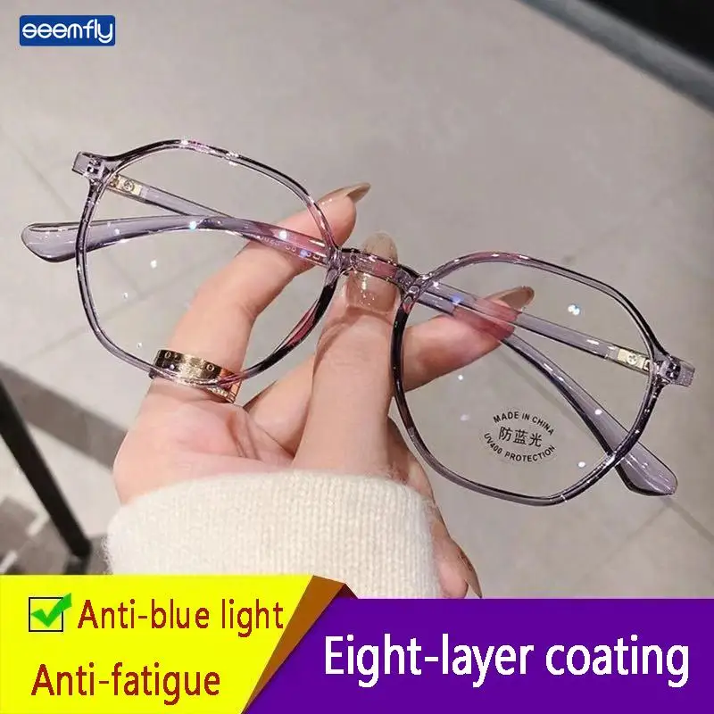 

Seemfly Anti-blue Reading Glasses Fashion Transparent HD Polygon Resbyopic Eyewear With Degree +1 +1.5 +2 +2.5 +3 +3.5 +4