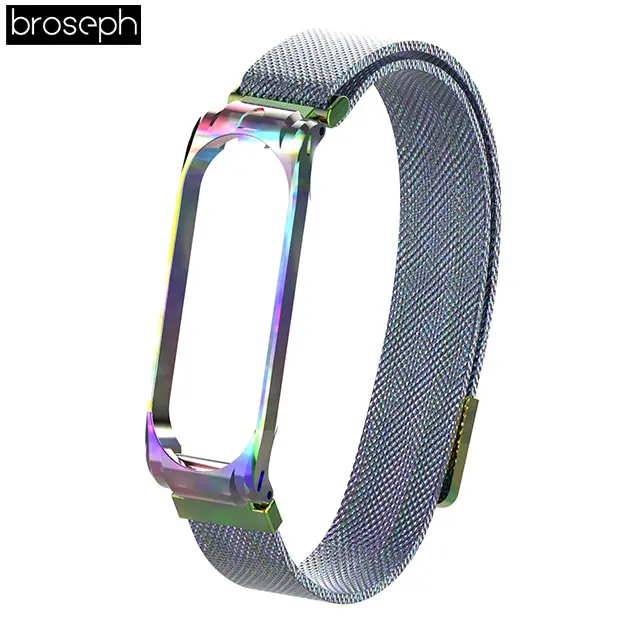 Rainbow Mi lanese ремешок для часов Xiaomi mi Band 3 4 спортивные ремешки из нержавеющей стали для mi band 3 4 Смарт часы браслет аксессуары - Цвет ремешка: Rainbow