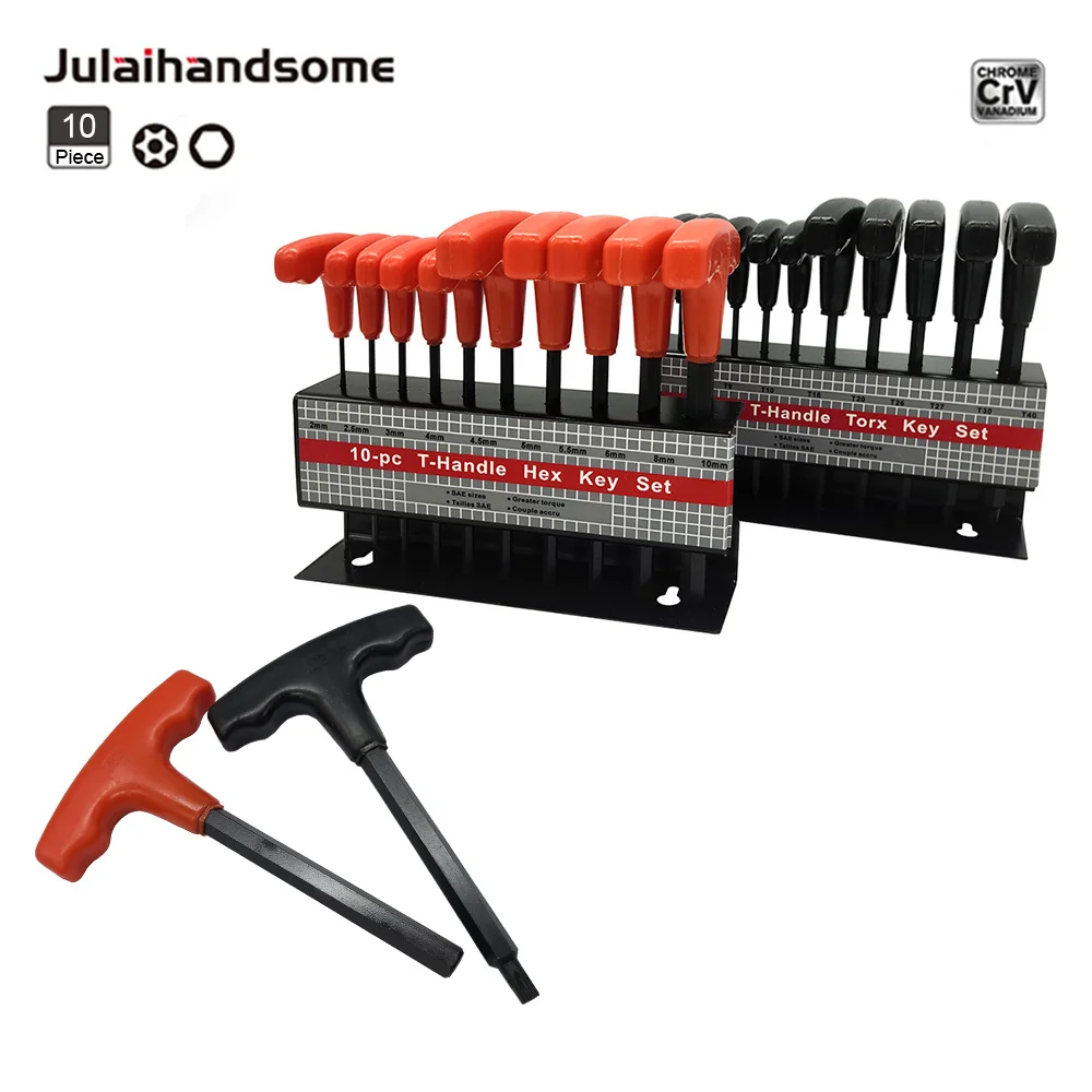 

Julaihandsome 10PC T-Handle Hex Key Wrench Set or Torx Star Wrench