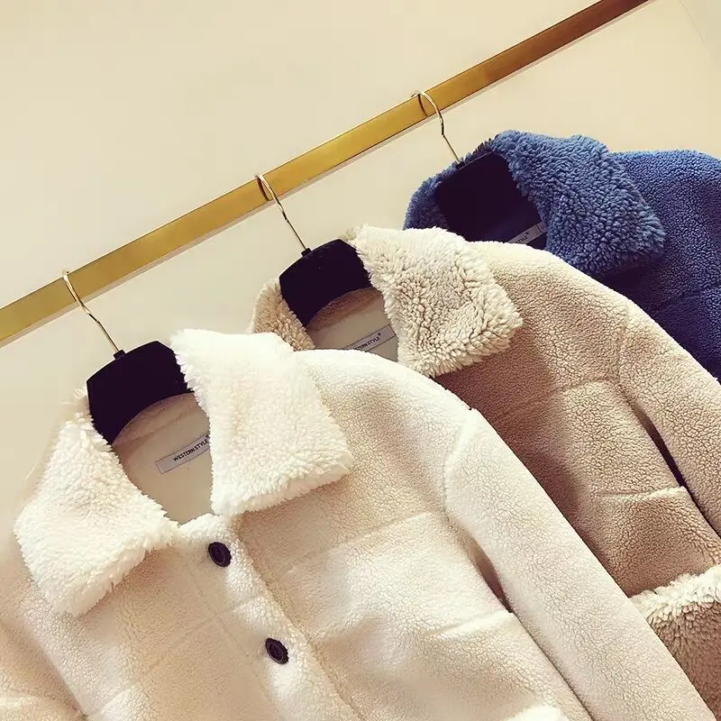 MUMUZI Women's Fur Coat Faux Sheepskin Fur Jackets Thick Warm Fake Fleece Parkas Ladies Winter Thermal Outerwear Teddy Bear Coat