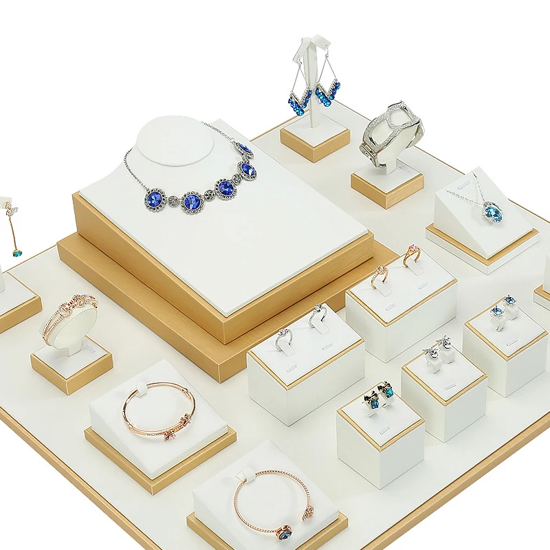 Золотистая двойная Подставка для ювелирных изделий дисплей с фотографией нефрит