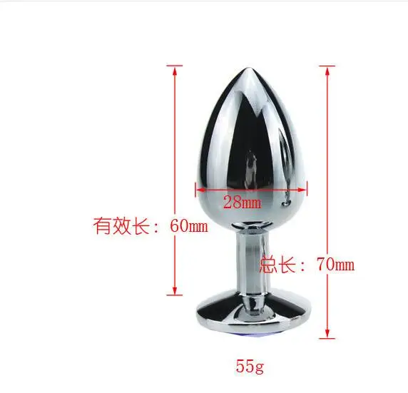 1 шт. Размеры металлическими элементами и стразами Анальная пробка