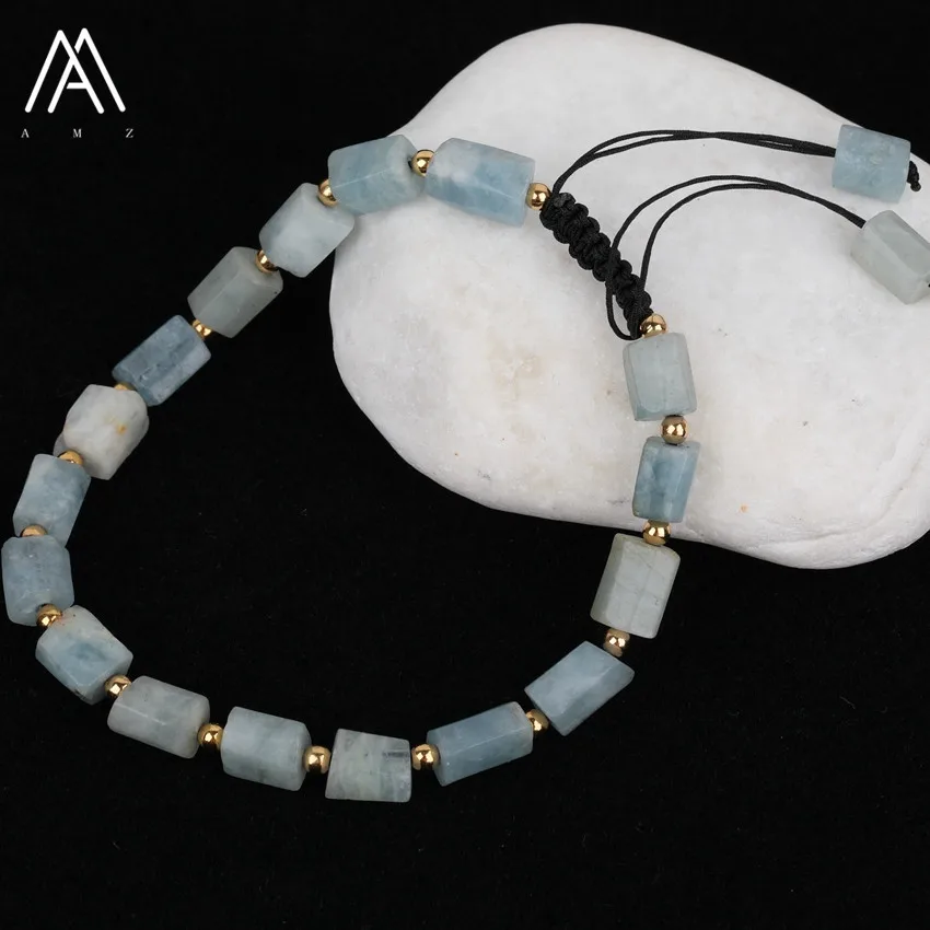 Модный женский Ограненный самодельный натуральный Аквамариновый каменный шнур