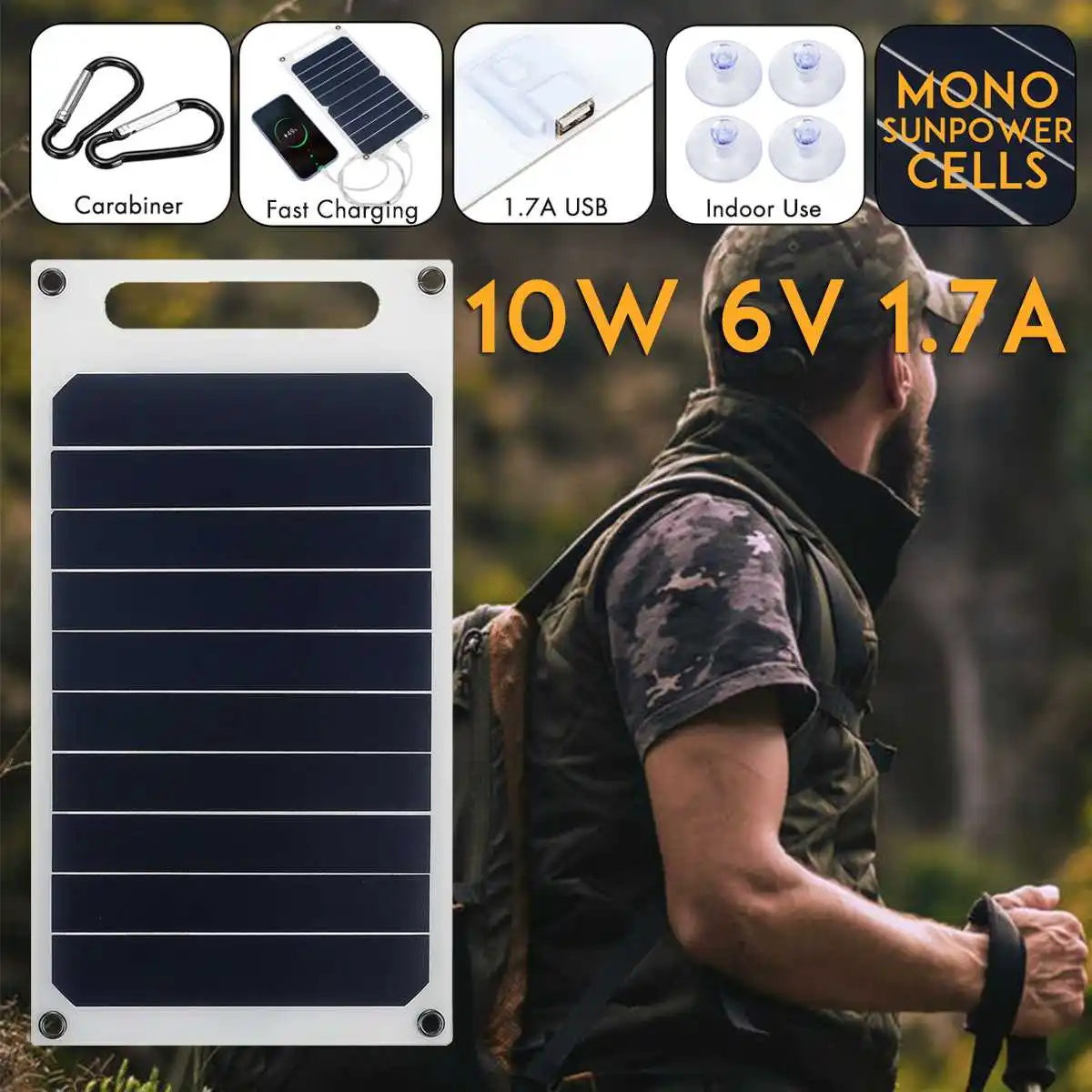 Портативное зарядное устройство 10 Вт монокристаллическая солнечная панель