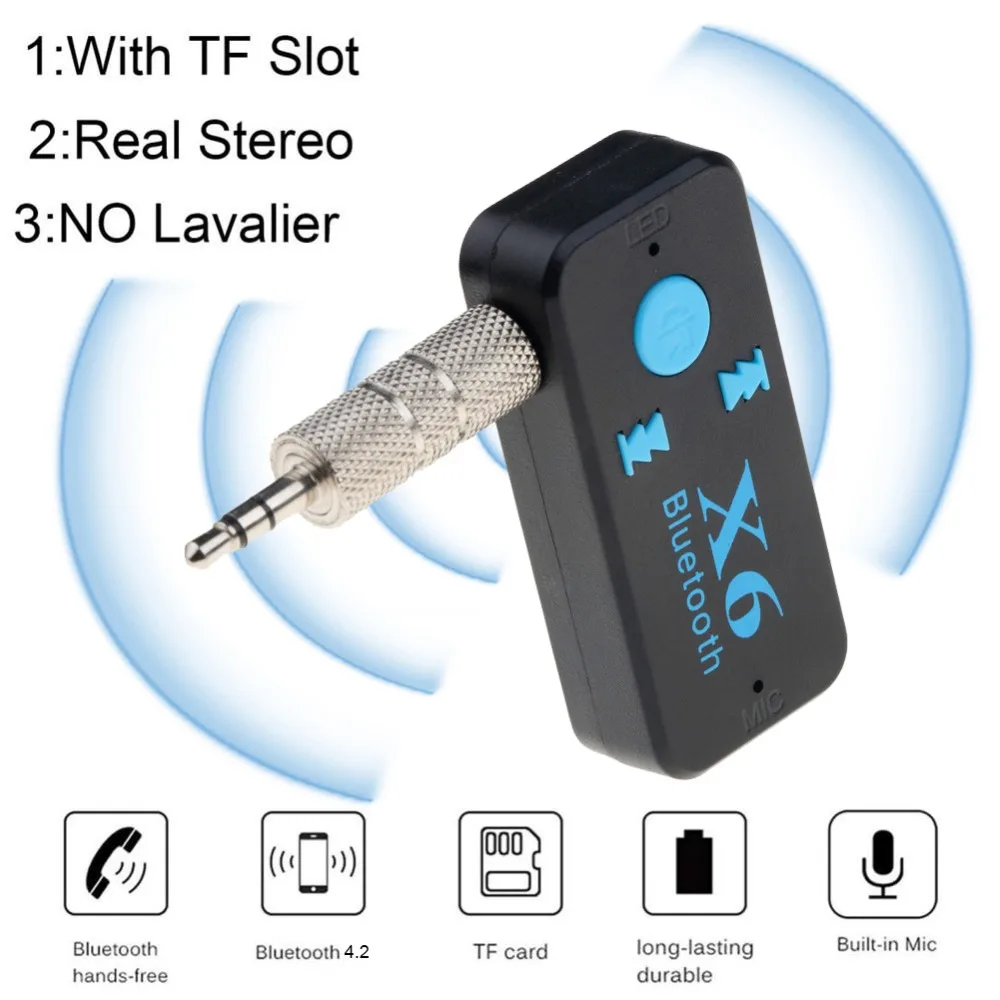 X6 bluetooth hands-free call 5 0 Автомобильный аудио приемник адаптер можно вставить в tf-карту