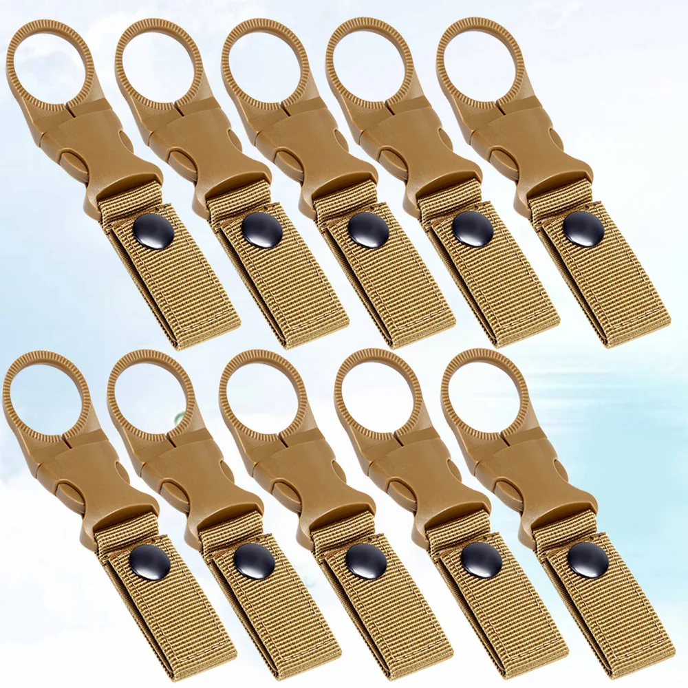 

10PCS Portable Water Bottle Buckles Multifunctional Badge Carabiners Key Chains for Outdoor Camping (Black)