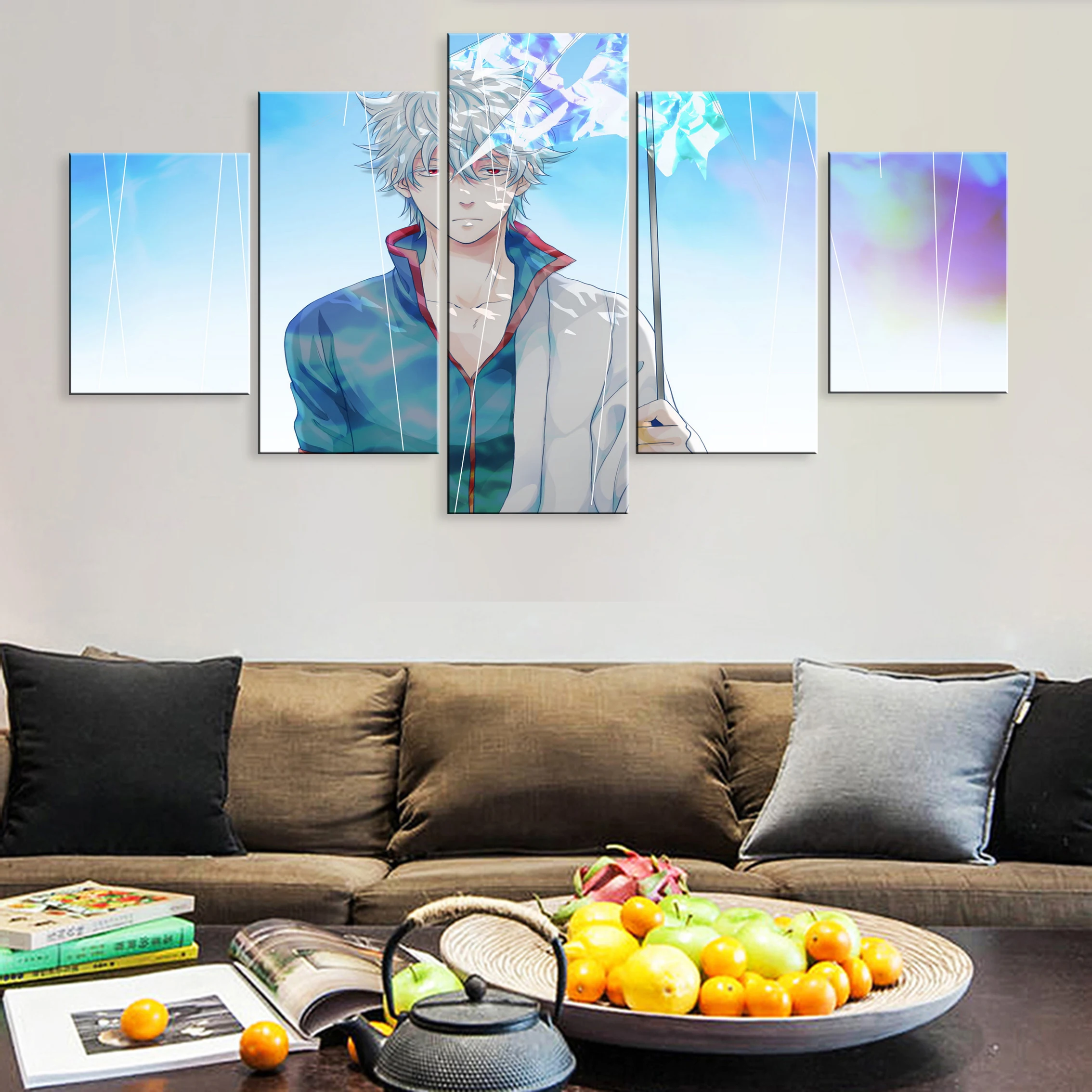 

Art Printed Hd Home Decoration Picture 5 Pieces Poster Canvas Painting Wall Decor Anime GINTAMA sakata gintoki