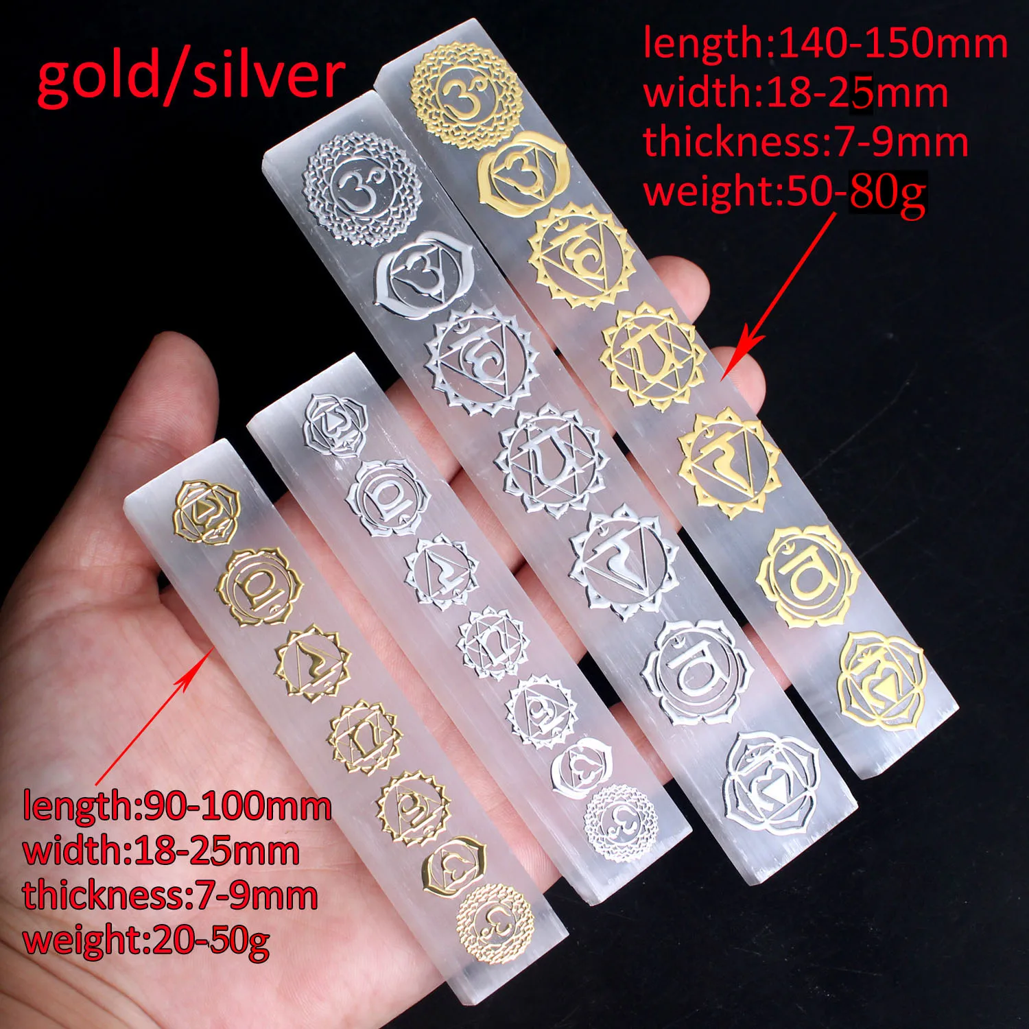 7 Chakras Runes stones Selenite Wand Yoga balance Polished Gypsum Copper Metal Sticker Reiki Healing Crystal Stone Home Decor | Дом и сад