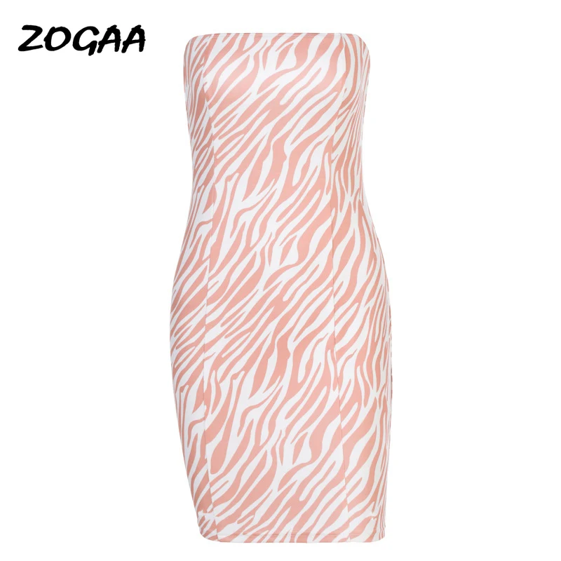 

ZOGAA Sleeveless Print Strip Sexy Slip Mini Dress Summer Women Fashion Streetwear Outfits Sundress Dresses for Women Party