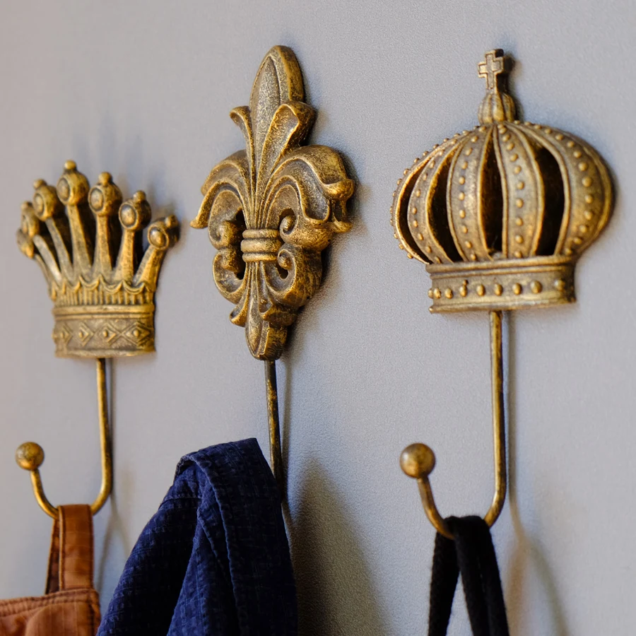 Декоративный крючок в виде листьев американском и французском ретро стиле