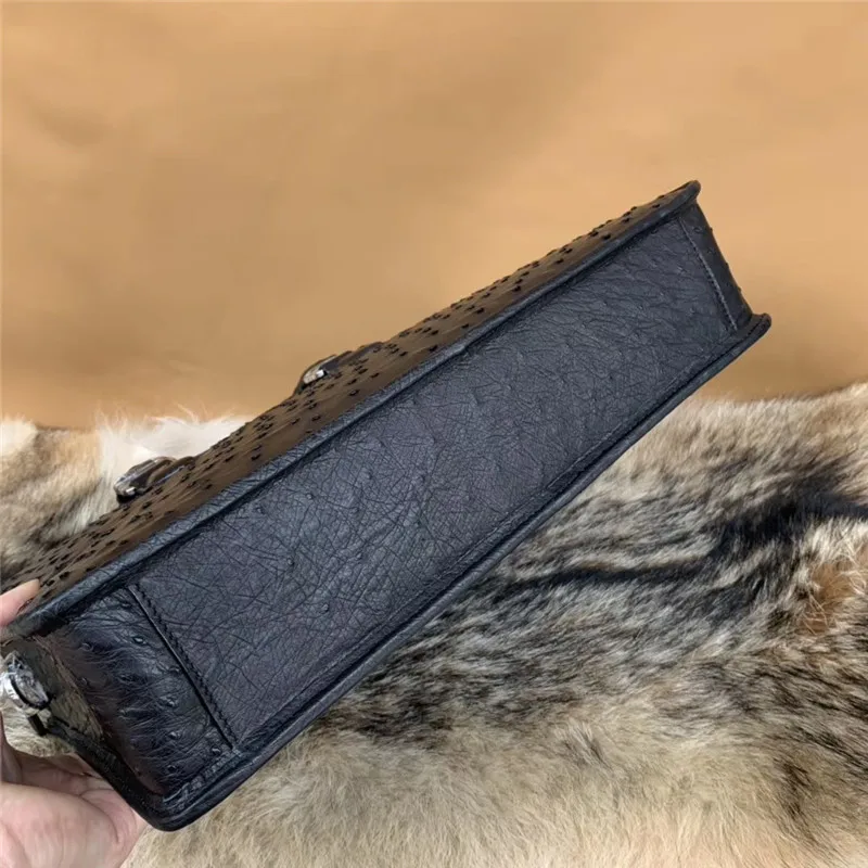Модный дизайнерский настоящий деловой портфель из страусиной кожи мужской