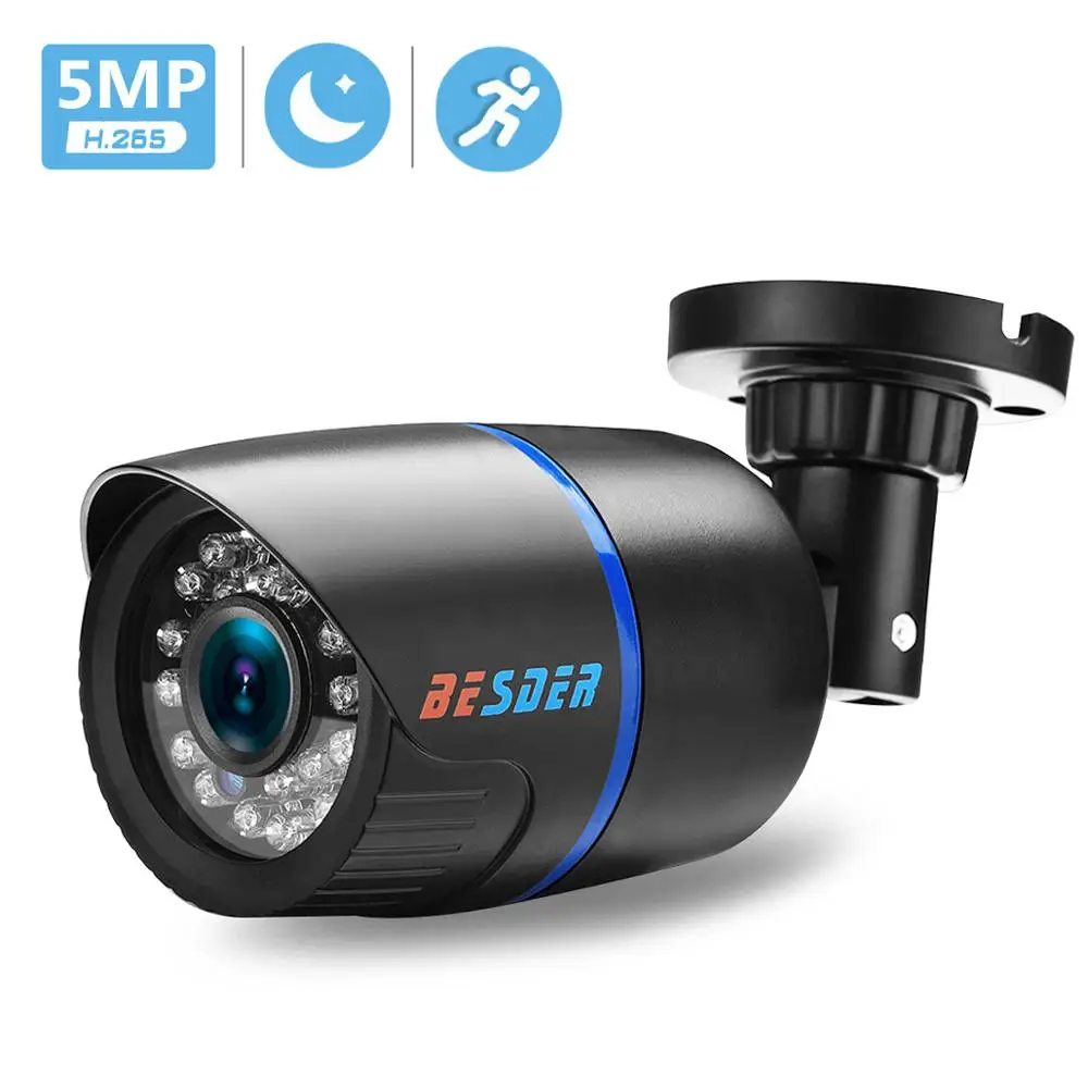 BESDER H.265 IP POE камера безопасности 5MP 3MP Водонепроницаемая цилиндрическая наружная ip