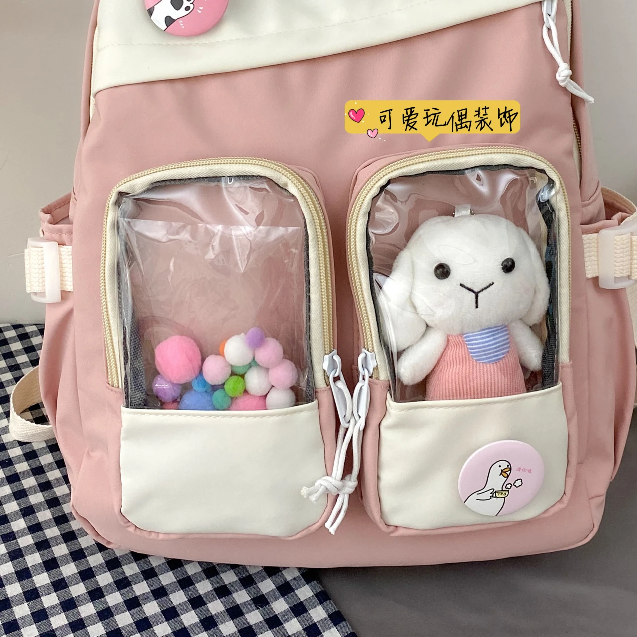 2021 School Bag Backpack ForTeenagers Girls Cute Ring Bag Designer Travel Bags Laptop Backpack Women Notebook Patchwork Backpack