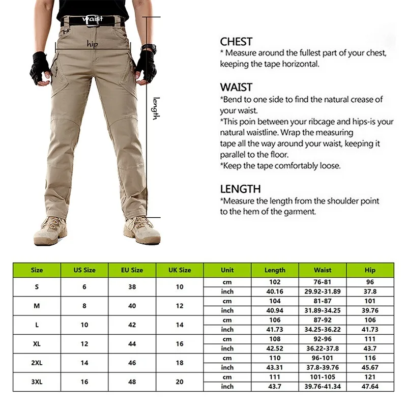 

Men's Tactical Pants Multi Pocket Elastic Waist Military Trousers Male Casual Cargo Pants Men Clothing Slim Fit 3XL Sweatpants