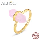 ALLNOEL однотонные 925 кольцо стерлинговоe серебряное для женщин из искусственных волос розовый кварц Регулируемая Милая Романтический для помолвки, свадьбы, хорошее ювелирное изделие