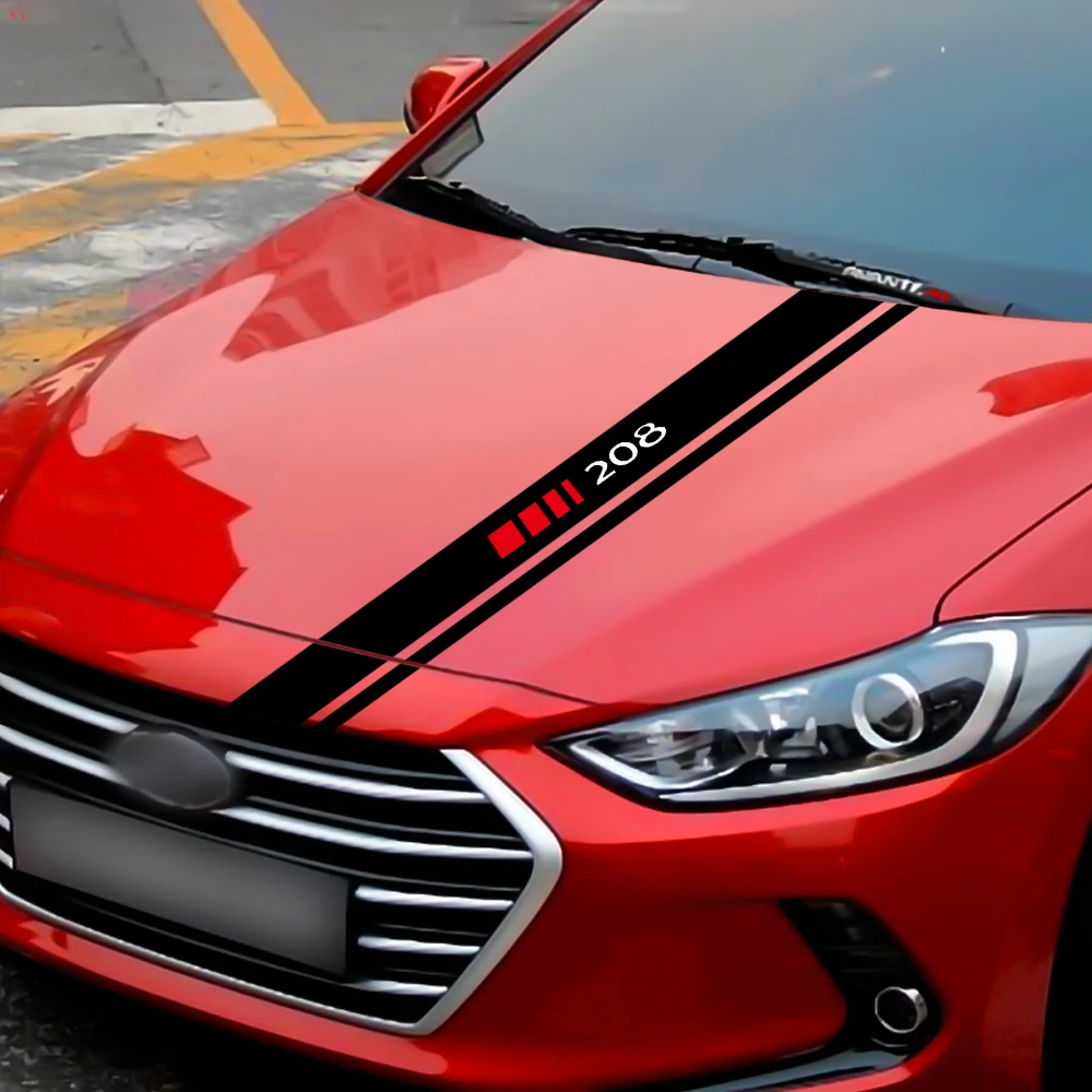 Чехлы для капота автомобиля виниловые гоночные спортивные наклейки кузова Peugeot