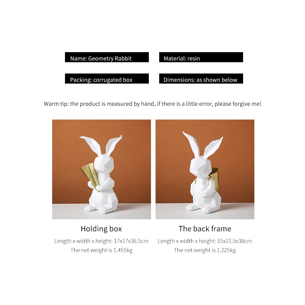 

Creative Animal Sculpture Resin Statue White Rabbit Nordic Decoration Home Decorative Vase Living Room Table Decor Accessories
