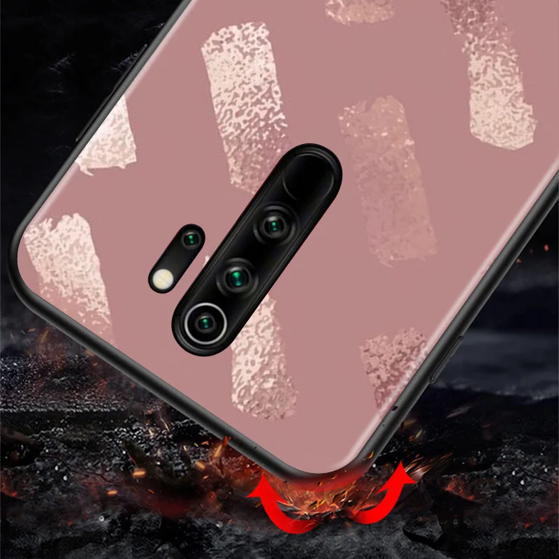 

Rose Gold Pink Glitter Black Cover For Xiaomi Redmi 10X 9I 9C 9A 9 GO K30 Ultra K20 8A 8 7A 7 S2 6 Pro 5G Phone Case