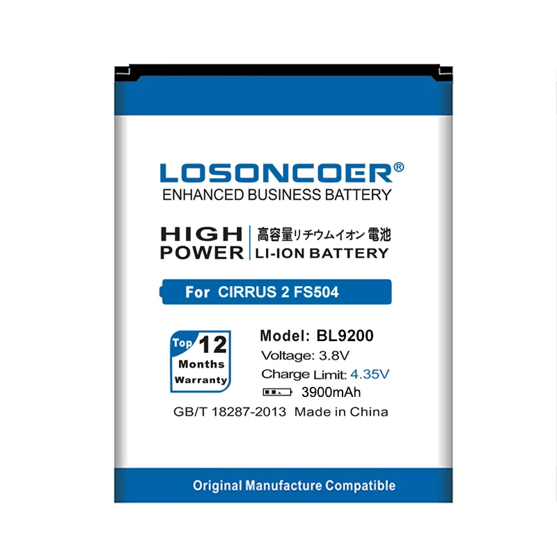 Аккумулятор LOSONCOER BL9200 3900 мА/ч подходит для батареи Fly fs505 Cirrus 2|Аккумуляторы