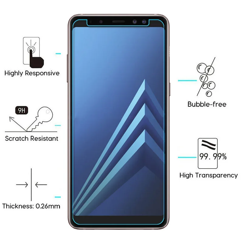 Tempered Glass for Samsung A9 A8 A7 A6 Plus A5 2018 Protective Glas Screen Protector Safety on Galaxy A 5 6 7 8 9 A6plus A72018 | Мобильные