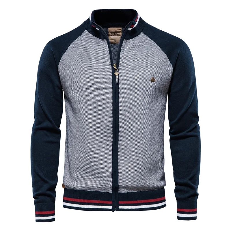 

Spliced Zipper Cardigan Men Streetwear Casual High Quality Cotton Sweater Men Winter Fashion Brand Cardigans for Men
