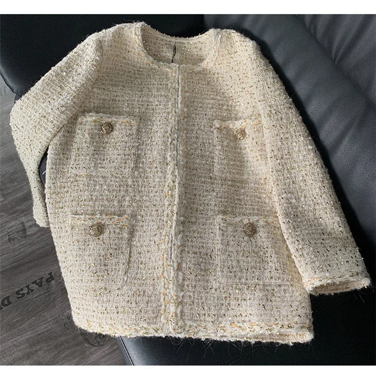 Высокое качество подиумная Женская твидовая куртка 2019 осень зима элегантные