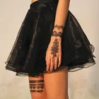 Перчатки женские в стиле бохо, сексуальные, с черными перьями, цветами, временные тату, наклейки, на тело, большие руки, имитация тату, свадебные, свадебные