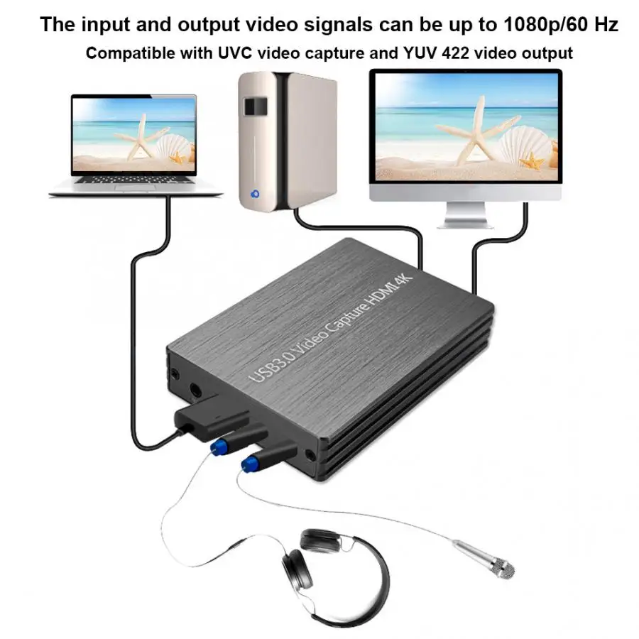4K HDMI видео Захват диск бесплатно 1080P Запись коробка USB 3 0 для живого