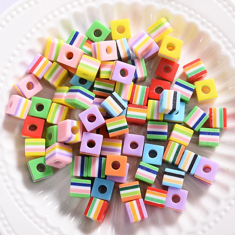 

9x9mm 30/60/90Pcs Mixed Color Resin Beads Colorful Square Beads for Handmade DIY Bracelet Necklace Accessories Jewelry Making