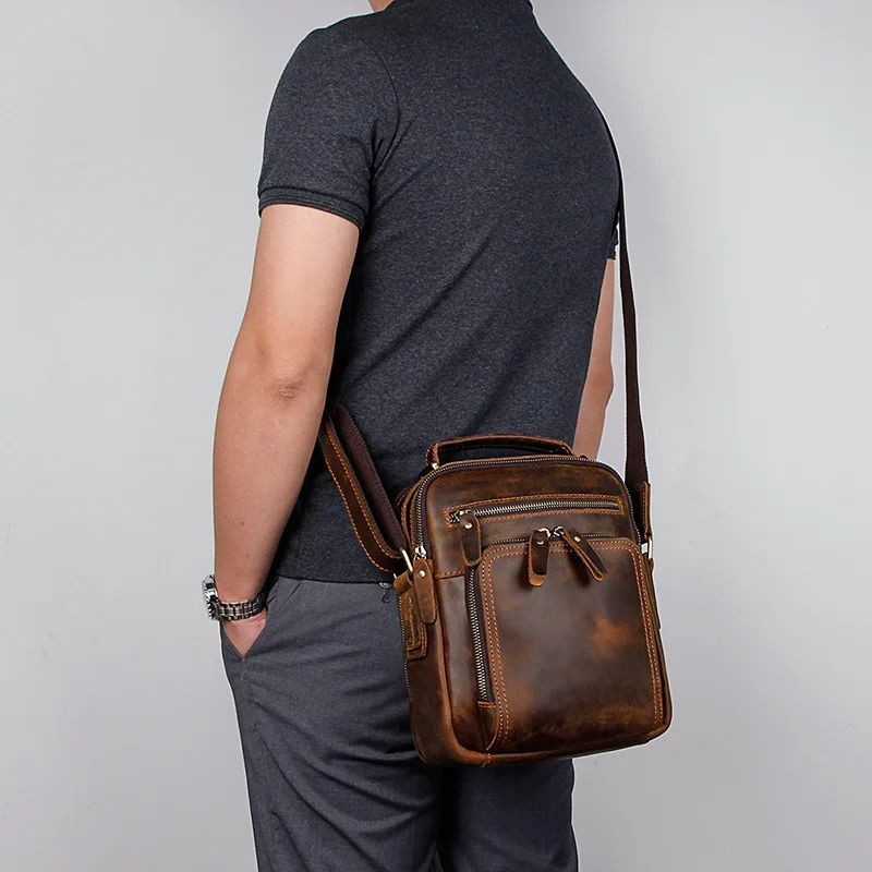 

J.M.D Man Shoulder Bags Vintage Casual Genuine Leather Men Fashion Casual Tote Hand Bag Male Crossbody Bags
