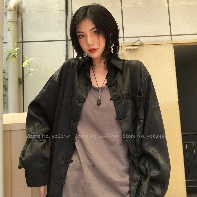 Китайский традиционный ханьфу блузка для женщин и мужчин пара Harajuku стиль Японский Haori куртки кунг-фу каллиграфия печати пальто Тан костюм